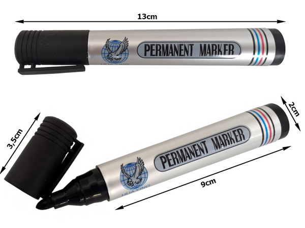 Permanent marker pen black waterproof round