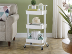 Bathroom shelf, kitchen cabinet, mobile rack on wheels, 3 levels, white