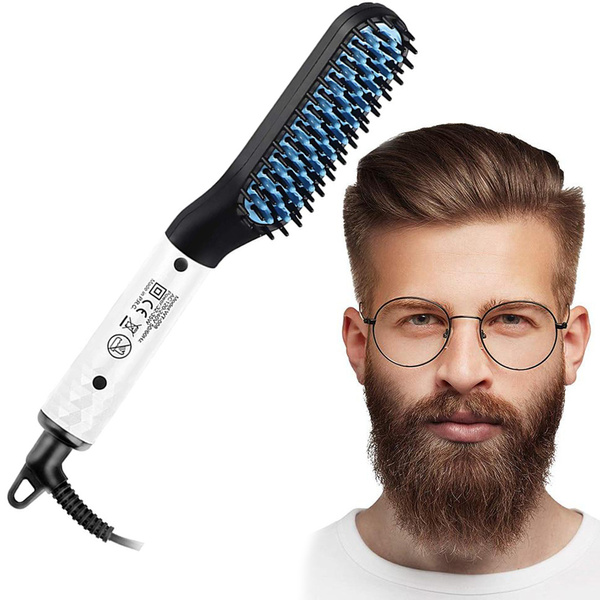 Straightener brush beard and hair comb for men's grooming