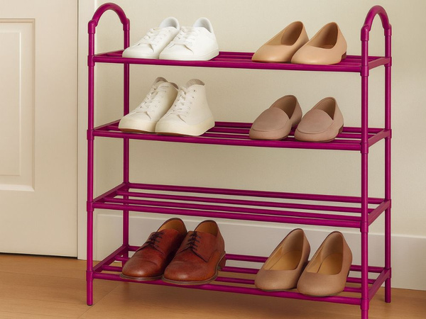 Polica za čevlje organizator za čevlje večnivska omara roza polica 4 nivoji velika