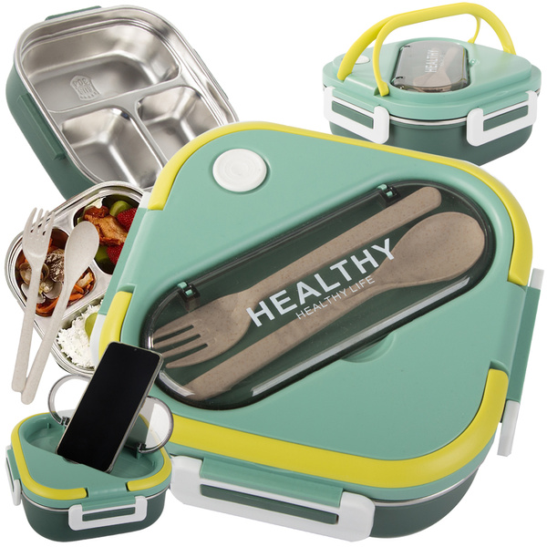Snack box s compartments container cutlery lunchbox for microwave 1000ml