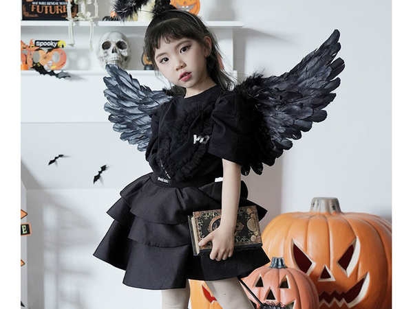 Perie anjelské krídla čierne rozprávkový kostým cosplay halloween prestrojenie