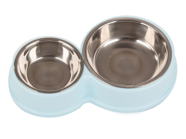 Cuenco doble de metal para comida de perro gato agua