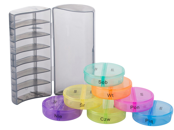 Medicine container tablets box time of day medication cassette weekly