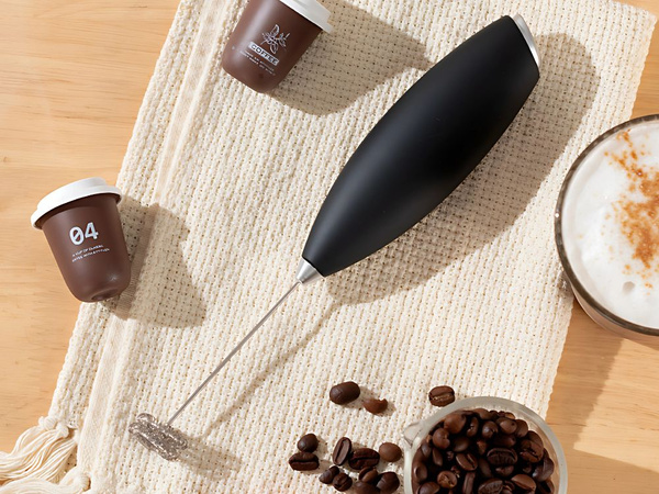 Espumador de leche para café, batidora manual, mini batidora eléctrica con soporte