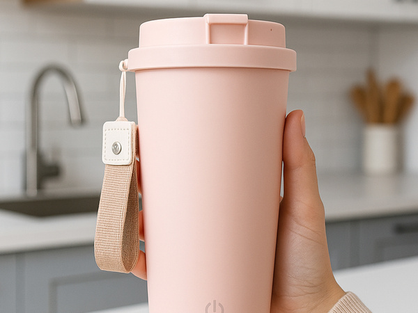Taza automélante 350 ml termo de acero para frío y caliente llavero usb