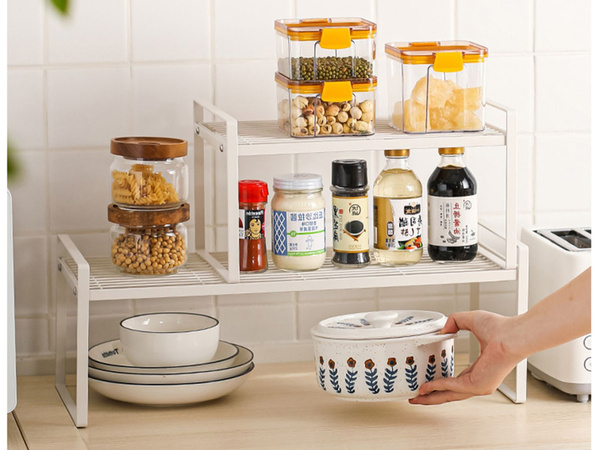 Single tier metal shelf for kitchen worktop kitchen organiser loft stand