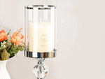 Suport lumânări glamour metal cristal sticlă set crom 3 buc