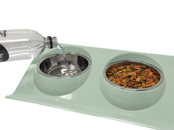 Dubultā bļoda sunim un kaķim metāla ar pamatni