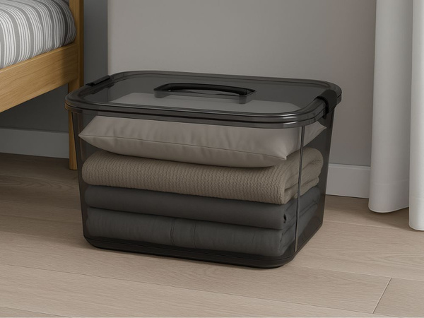 Boîte de rangement avec couvercle poignée fermeture grande capacité 20 l