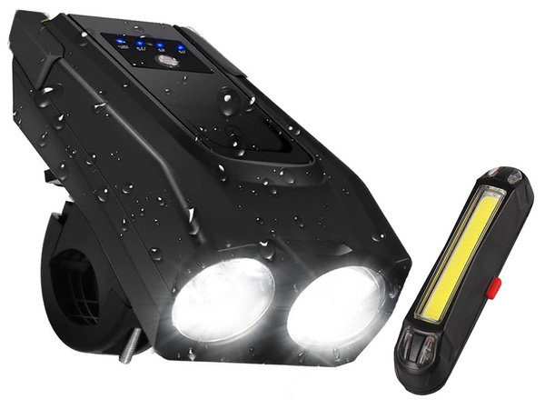 Výkonná lampa na kolo přední led zadní světlo hlasitostní baterie 2v1