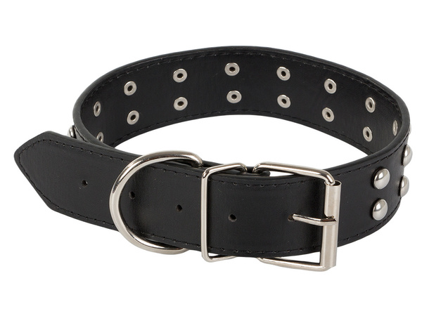 Nietenhalsband öko-leder verstellbar l