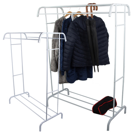 Stoječi obešalnik za oblačila s policami za čevlje in jakne, kovinski, za garderobo