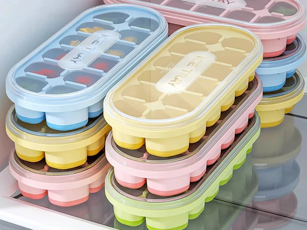 Moule à glaçons 12 glaçons avec couvercle moules fond en silicone glace