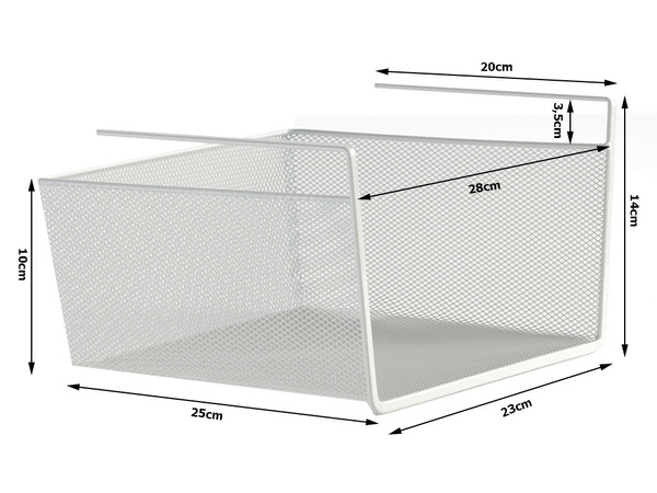Kosz koszyk metalowy podwieszany półka kuchenna wisząca organizer pod półkę