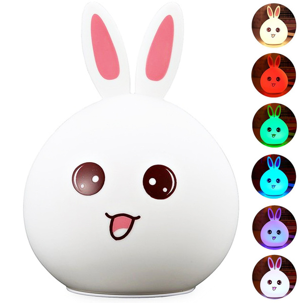 Children's led night light rabbit rgb touch
