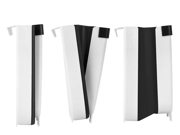 Salokāms grozs bioloģiskajiem atkritumiem, kas karājas uz skapja