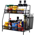 Estante de cocina altillo organizador de cocina de dos pisos con cesta