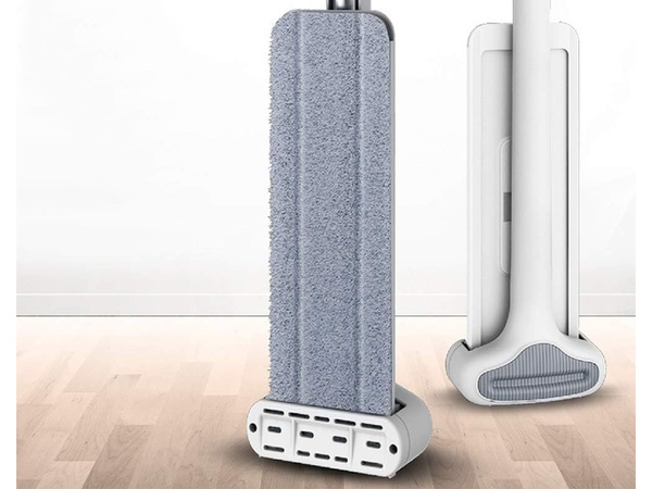 Flat mop with hand wiper 125 cm foldable wide mircofibre