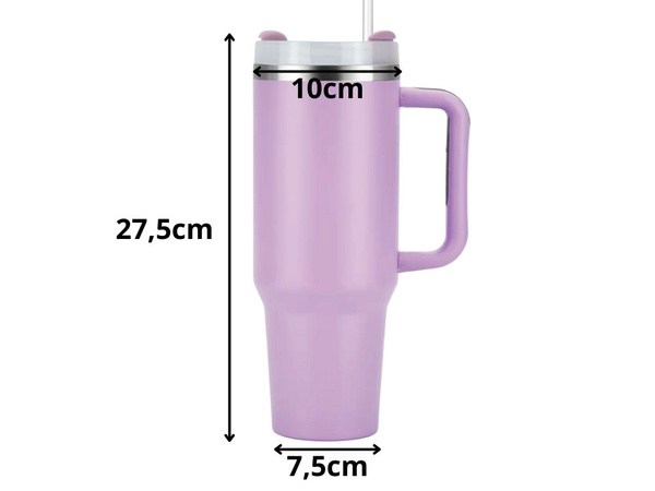 Didelis termo puodelis, 1,2 l, šiaudelis su plienine rankena, termosas šaltiesiems ir karštiems gėrimams