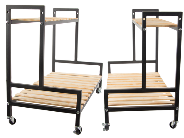 Parterre en bois pour fleurs en pot étagère à deux étages sur roues terrasse