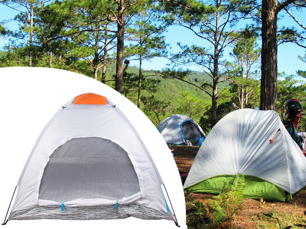 Tienda de campaña para 2 personas con mosquitera cubierta de luz