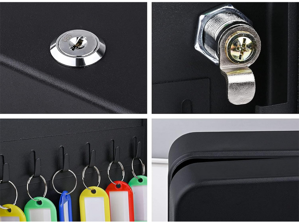 Key safe metal case lockable for 20 keys hangers with hooks