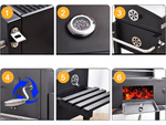 Charcoal garden grill two grates thermometer lid shelf ash pan large