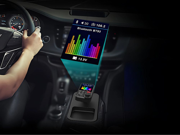 Oddajnik bluetooth 5.0 fm zvočnik usb qc tf bass lcd 12-24v