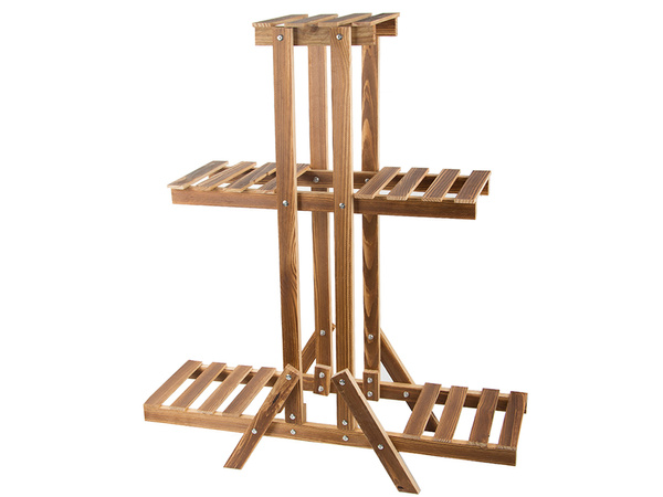 Support de pot de fleurs à trois niveaux pots de fleurs en bois