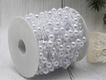 Pērļu baltas lustra pērles ziemassvētku eglīšu ķēdes pērlītes 8mm spoles 5m