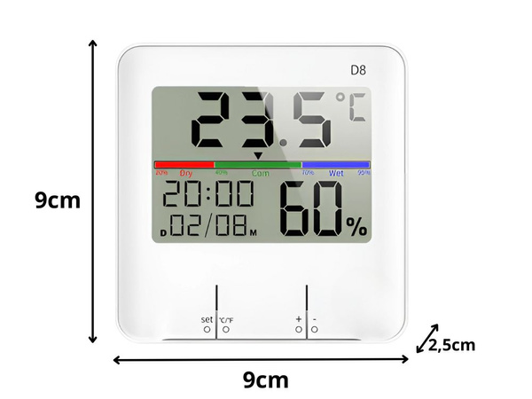 Teplomer meteorologická stanica vnútorný vlhkomer hodiny batérie lcd