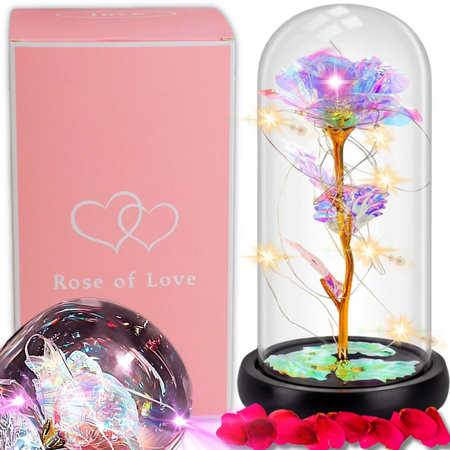 Rose éternelle en verre cadeau boite lumineuse en verre pour l'occasion des femmes