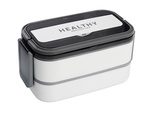 Breakfast box with compartments two-tier container xxl cutlery lunchbox 1400ml