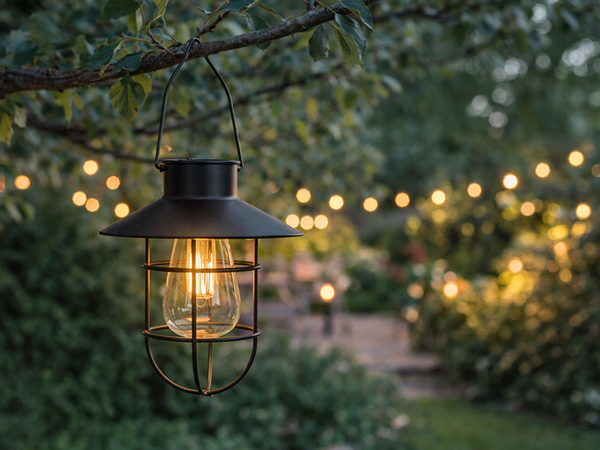 LAMPA SOLARNA WISZĄCA Z CZUJNIKIEM ZMIERZCHU WODOODPORNA VINTAGE OGRODOWA