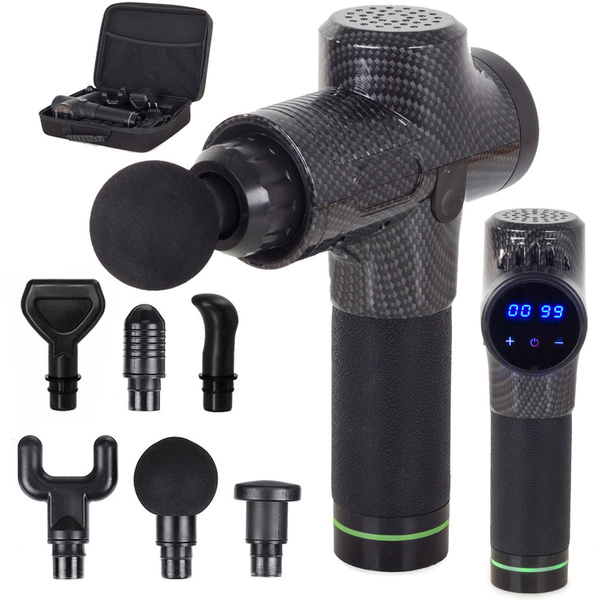 Masažna pištola za masažo telesa lcd močan brezžični kompletni primer