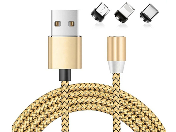 Cable de carga magnetico 3w1 micro typ-c usb lightning 1m