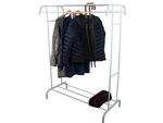 Stovinčia drabužių kabėlė su lentynomis batams ir švarkams, metalinė, skirta spinai