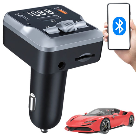 Fm mp3 mp3 transmitter volume 2 x usb c bluetooth 5.3 12v sd kortelė