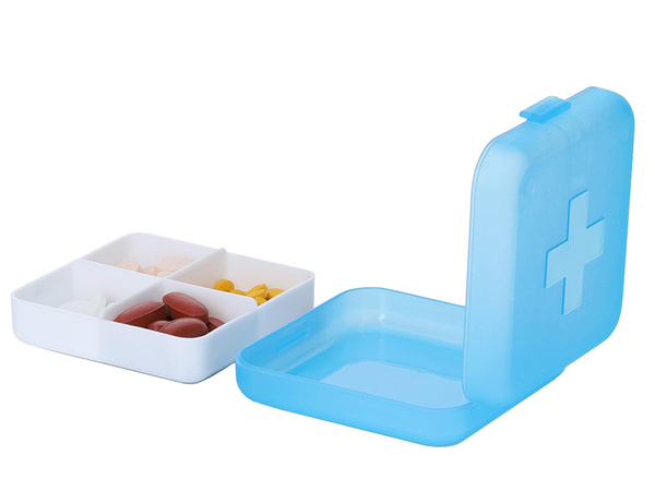 Kontajner lekárnička doplnky tablety cestovné 4 priehradky