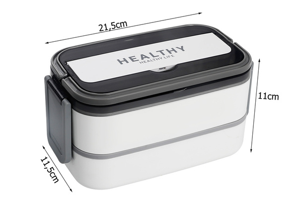 Boîte à petit-déjeuner avec compartiments boîte à plusieurs étages xxl couverts lunchbox 1400 ml