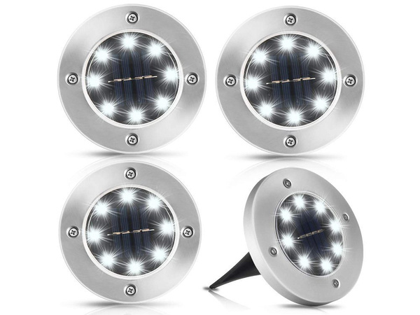 Solar disk garden lights twilight sensor 4pcs