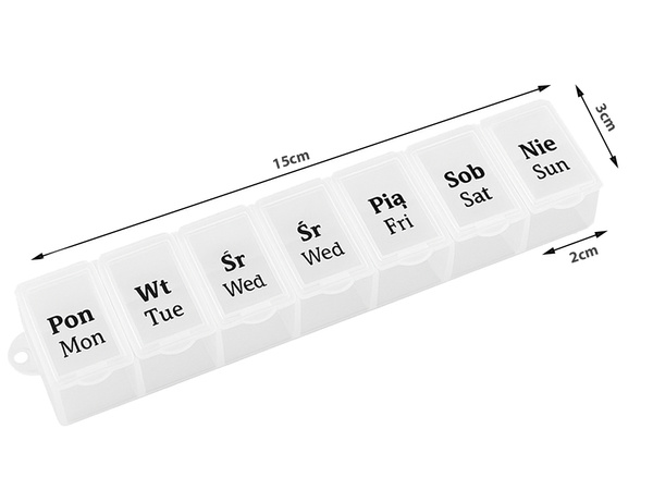Medication container weekly medication cassette supplement organiser 7 days