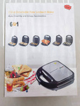 6-in-1 tosteris, vafeļu cepējs, smalkmaizīšu cepējs, maināmas plāksnes, 850 w, nelīpošs