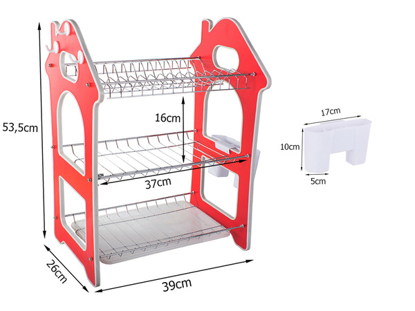 Three-storey dish drying rack drainer