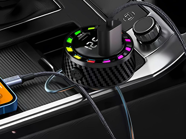 Automobilio įkroviklis usb-c 14w ir usb-a 15w, skirtas greitam cigarečių uždegiklio lizdui