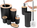 Badezimmer-set 6-in-1-badezimmer-toilette-toilettengriff-eimer schwarz set