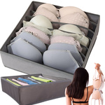 Organisateur de soutien-gorge 6 compartiments pour tiroir de penderie gris