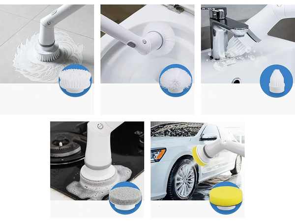 Electric rotary brush for tile joints mop with 6 tornado tips