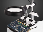 Third hand soldering kit magnifying glass holder led